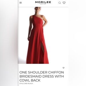 Mori Lee One Shoulder Red Chiffon Dress